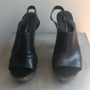 Via Spiga Wood Platform Heels. Size 8.5